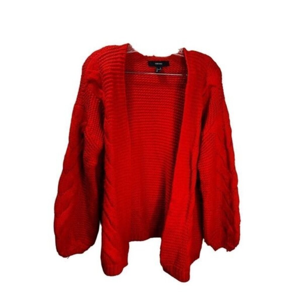 Forever‎ 21 Cable Knit Open Cardigan Orange Small